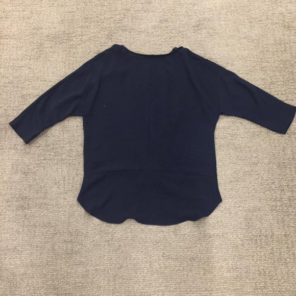 Navy Knotted Front Blouse - Picture 3 of 3